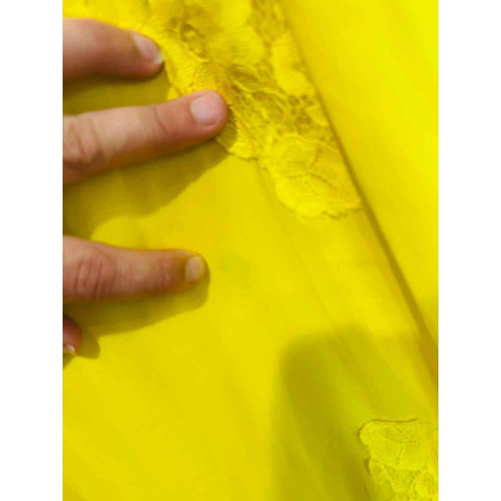 HOT AS HELL HAH Neon Yellow Lace Covered Long Sleeve High Neck Mini Dress sz S - Picture 12 of 16